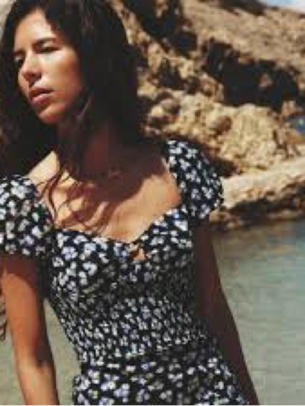 NWT- Zara Floral Sweetheart neckline dress